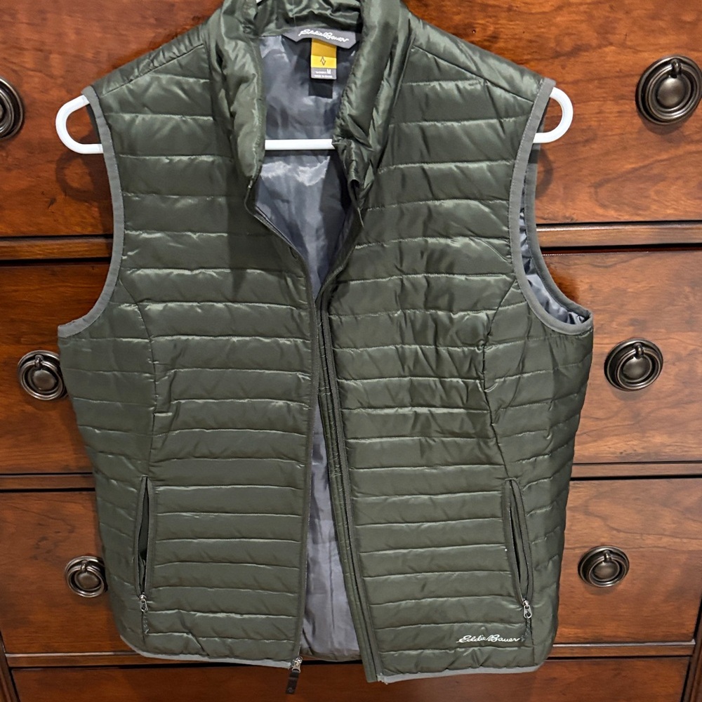 Eddie Bauer Olive Quilted Packable Vest